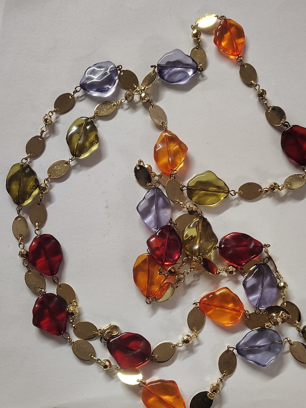 Multicolor Glass Petal Long Necklace - Women Jewelry
